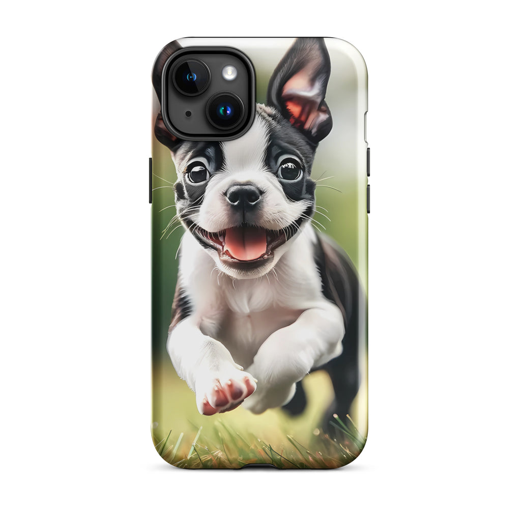 Playful Boston Terrier Puppy Tough Case for iPhone