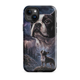 Storm Guardian – Majestic Boston Terrier Night Art Tough Case for iPhone . Glossy iPhone 15 Plus