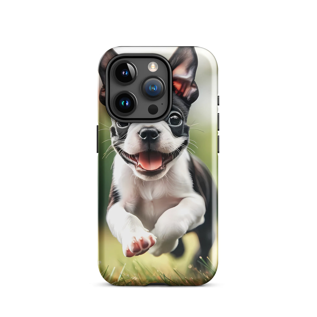 Playful Boston Terrier Puppy Tough Case for iPhone