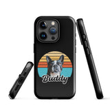 Custom Dog Sunset Vintage Retro Style Tough Case for iPhone . Glossy iPhone 15 Pro