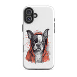 Boston Terrier in a Red Hoodie on Tough Case for iPhone