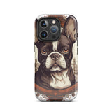 Vintage-Inspired Red Brown Boston Terrier Tough Case for iPhone . Glossy iPhone 16 Pro