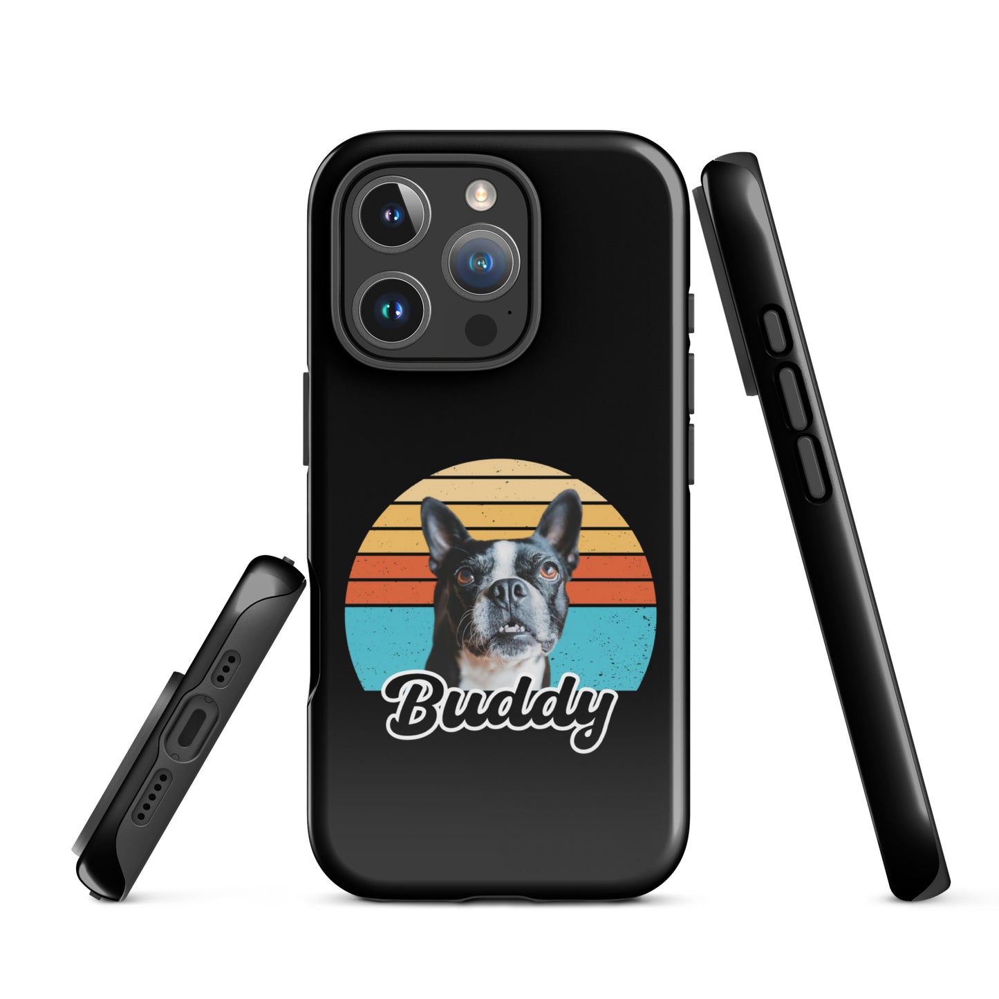 Custom Dog Sunset Vintage Retro Style Tough Case for iPhone . Glossy iPhone 16 Pro