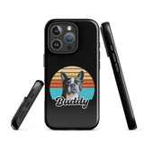 Custom Dog Sunset Vintage Retro Style Tough Case for iPhone . Glossy iPhone 16 Pro