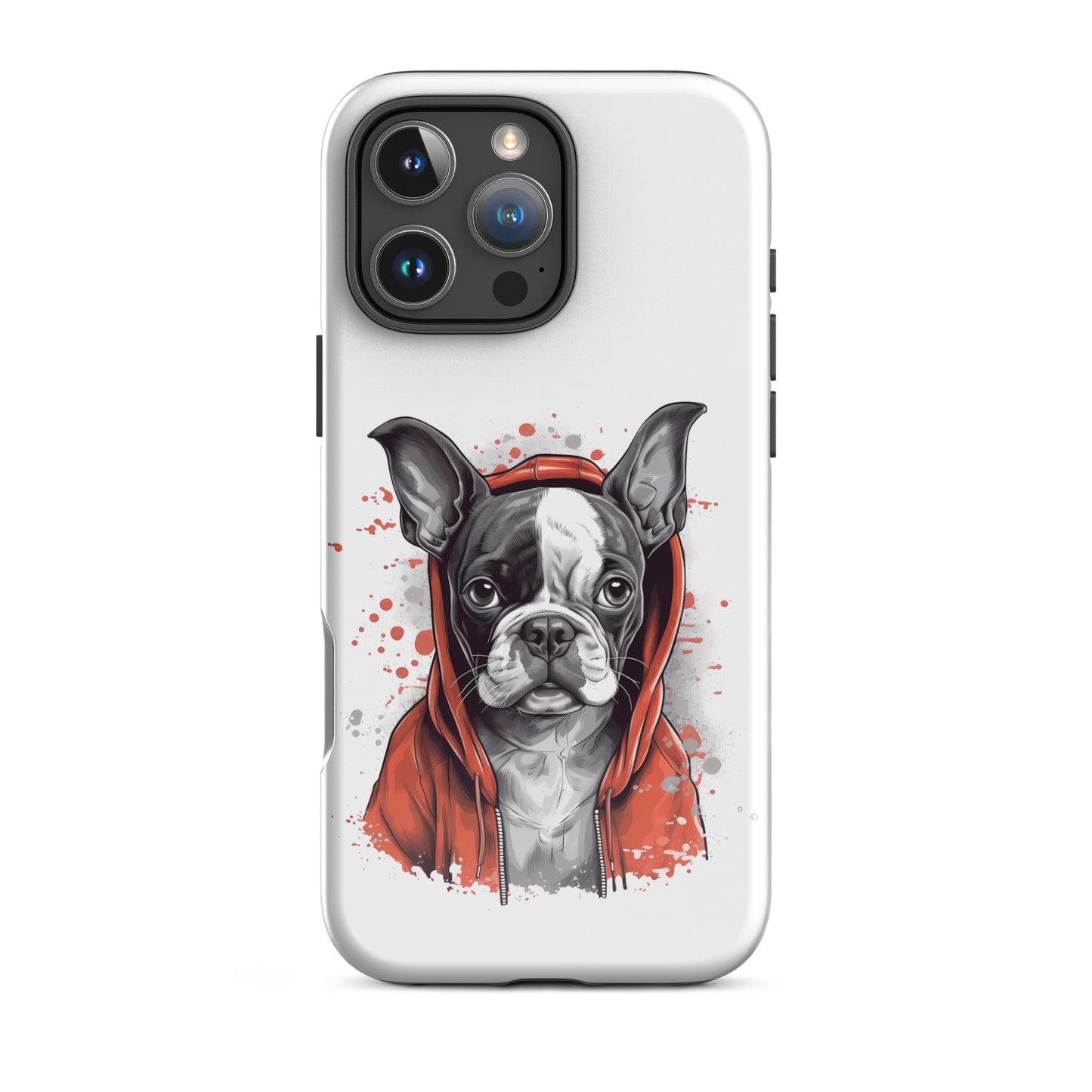 Boston Terrier in a Red Hoodie on Tough Case for iPhone