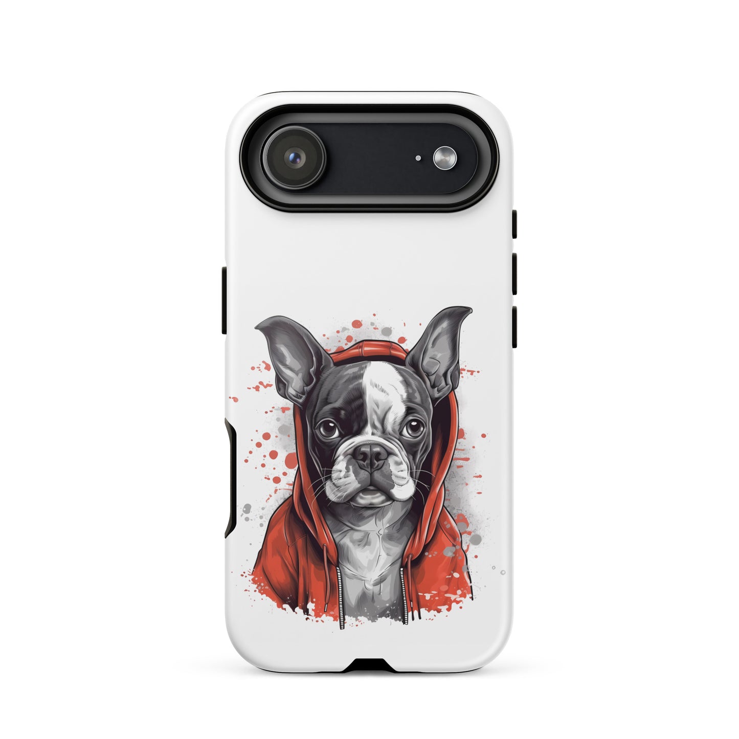 Boston Terrier in a Red Hoodie on Tough Case for iPhone . Glossy iPhone 17 Air