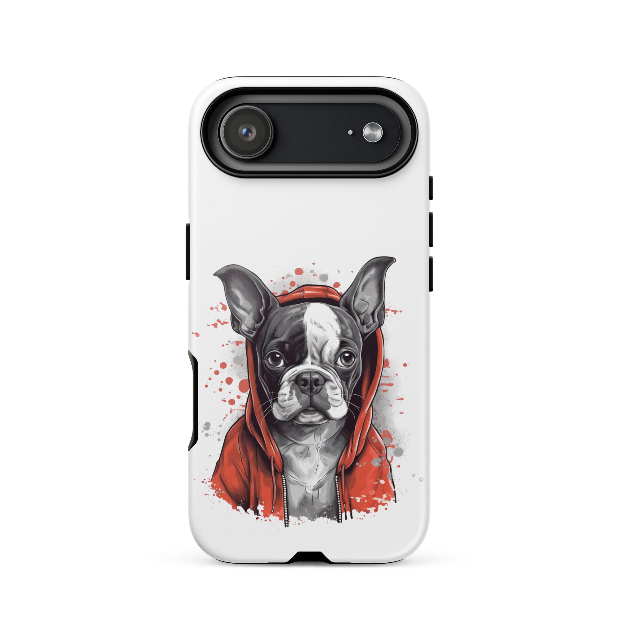 Boston Terrier in a Red Hoodie on Tough Case for iPhone . Glossy iPhone 17 Air