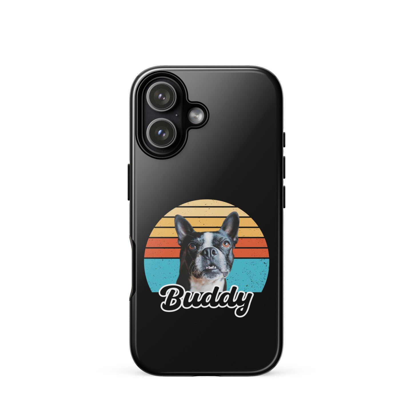 Custom Dog Sunset Vintage Retro Style Tough Case for iPhone . Glossy iPhone 17