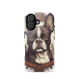 Vintage-Inspired Red Brown Boston Terrier Tough Case for iPhone . Glossy iPhone 17