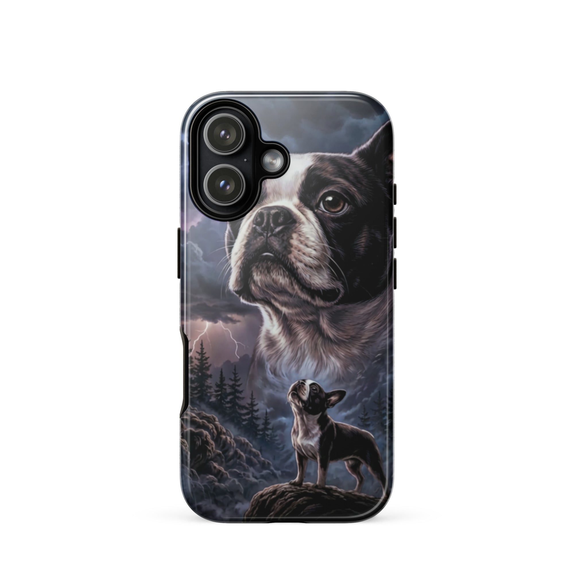 Storm Guardian – Majestic Boston Terrier Night Art Tough Case for iPhone . Glossy iPhone 17
