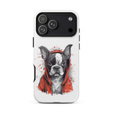 Boston Terrier in a Red Hoodie on Tough Case for iPhone . Glossy iPhone 17 Pro Max