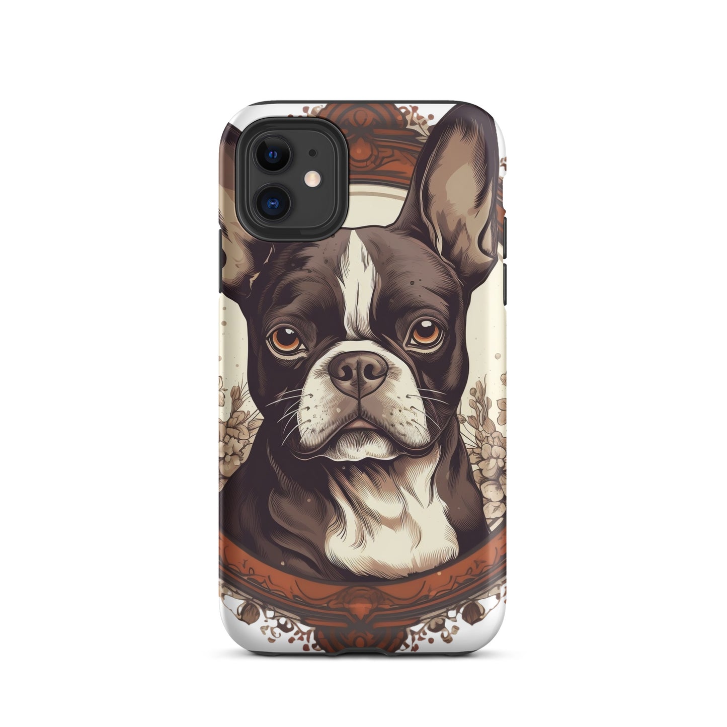 Vintage-Inspired Red Brown Boston Terrier Tough Case for iPhone . Matte iPhone 11
