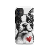 Boston Terrier Heart Tough Case For iPhone
