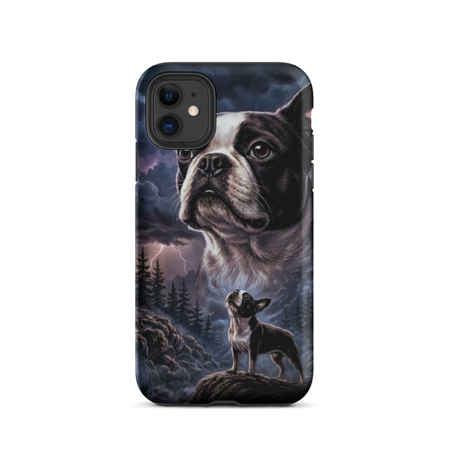 Storm Guardian – Majestic Boston Terrier Night Art Tough Case for iPhone . Matte iPhone 11