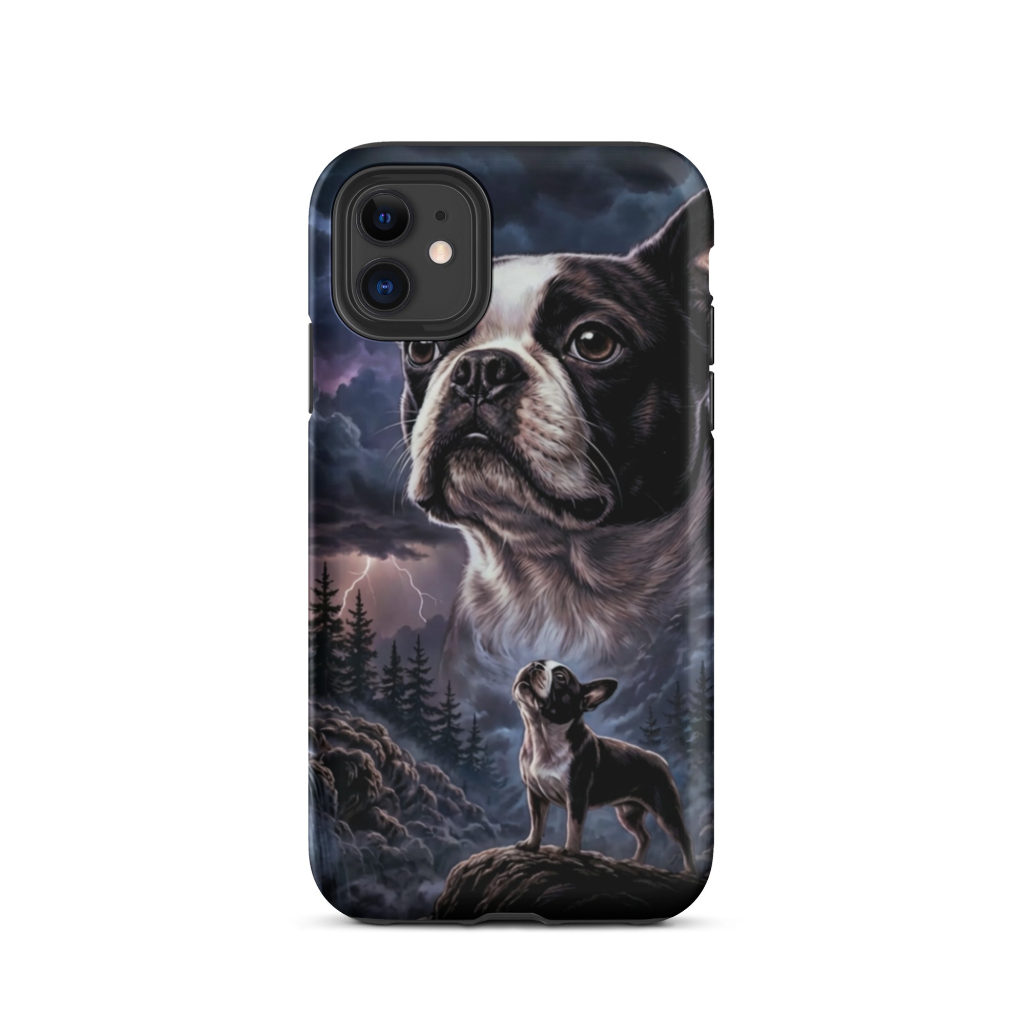 Storm Guardian – Majestic Boston Terrier Night Art Tough Case for iPhone . Matte iPhone 11