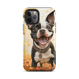 Cheerful Boston Terrier Dog Exploring A Park Watercolor Tough Case for iPhone . Matte iPhone 11 Pro