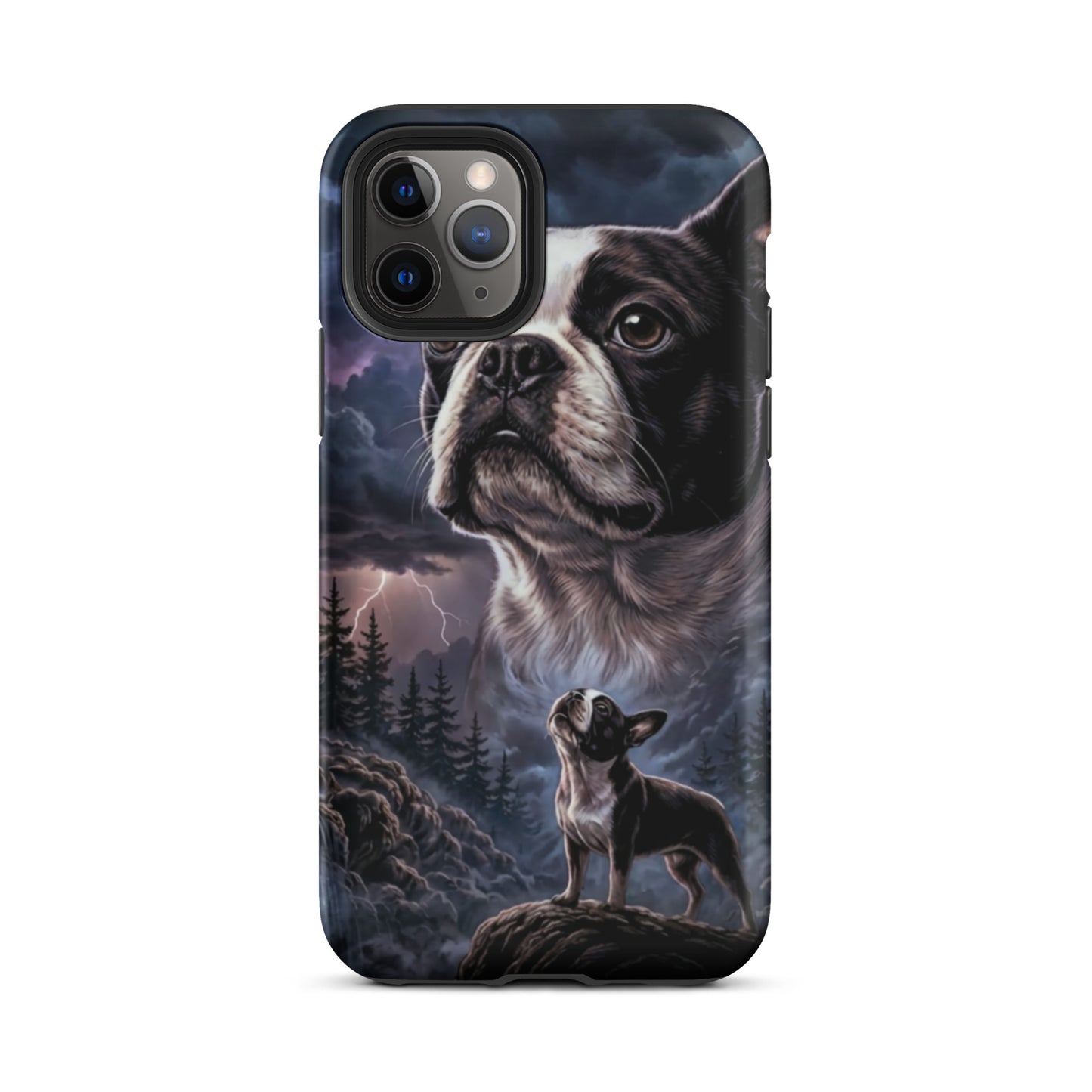 Storm Guardian – Majestic Boston Terrier Night Art Tough Case for iPhone . Matte iPhone 11 Pro