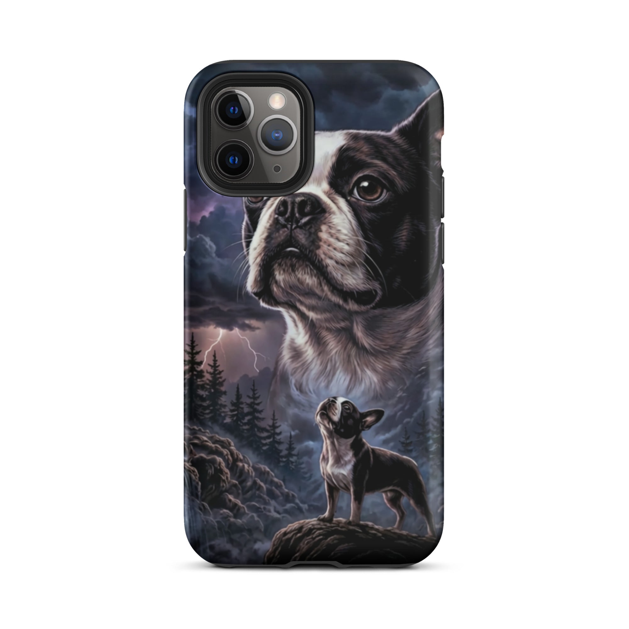 Storm Guardian – Majestic Boston Terrier Night Art Tough Case for iPhone . Matte iPhone 11 Pro