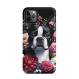 Floral Boston Terrier Dog Tough Case for iPhone