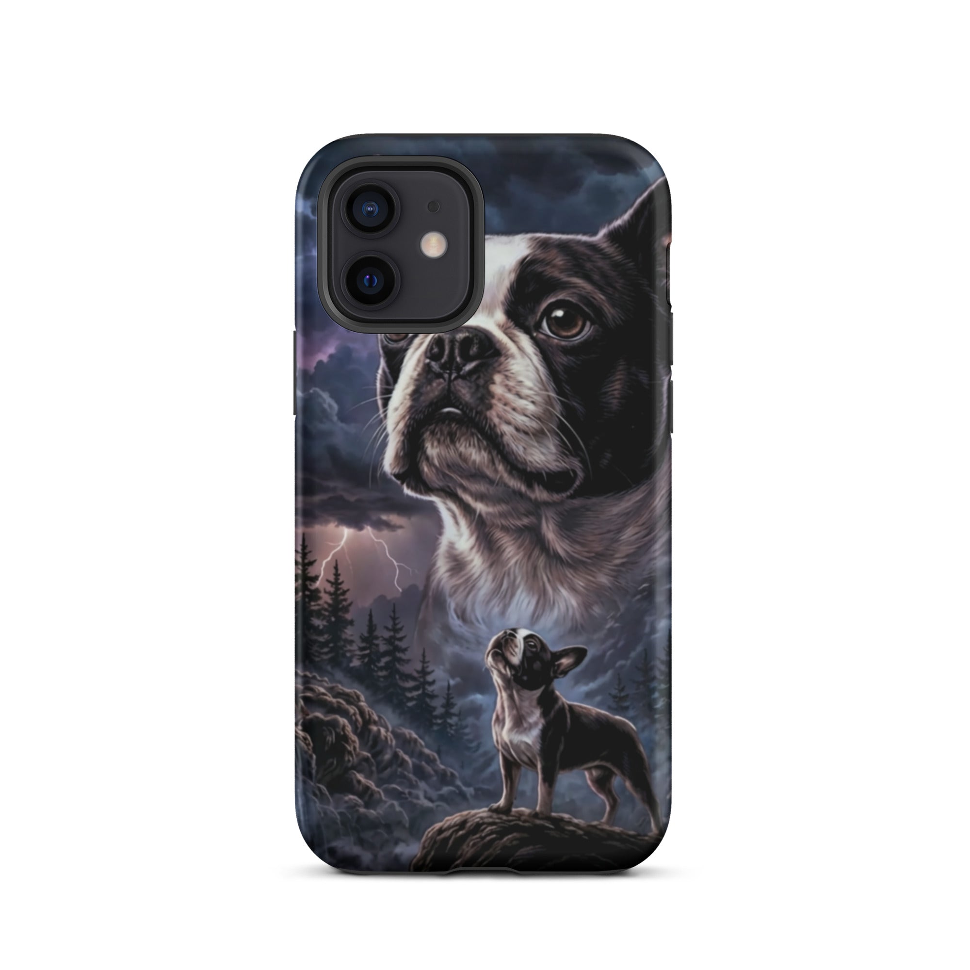 Storm Guardian – Majestic Boston Terrier Night Art Tough Case for iPhone . Matte iPhone 12