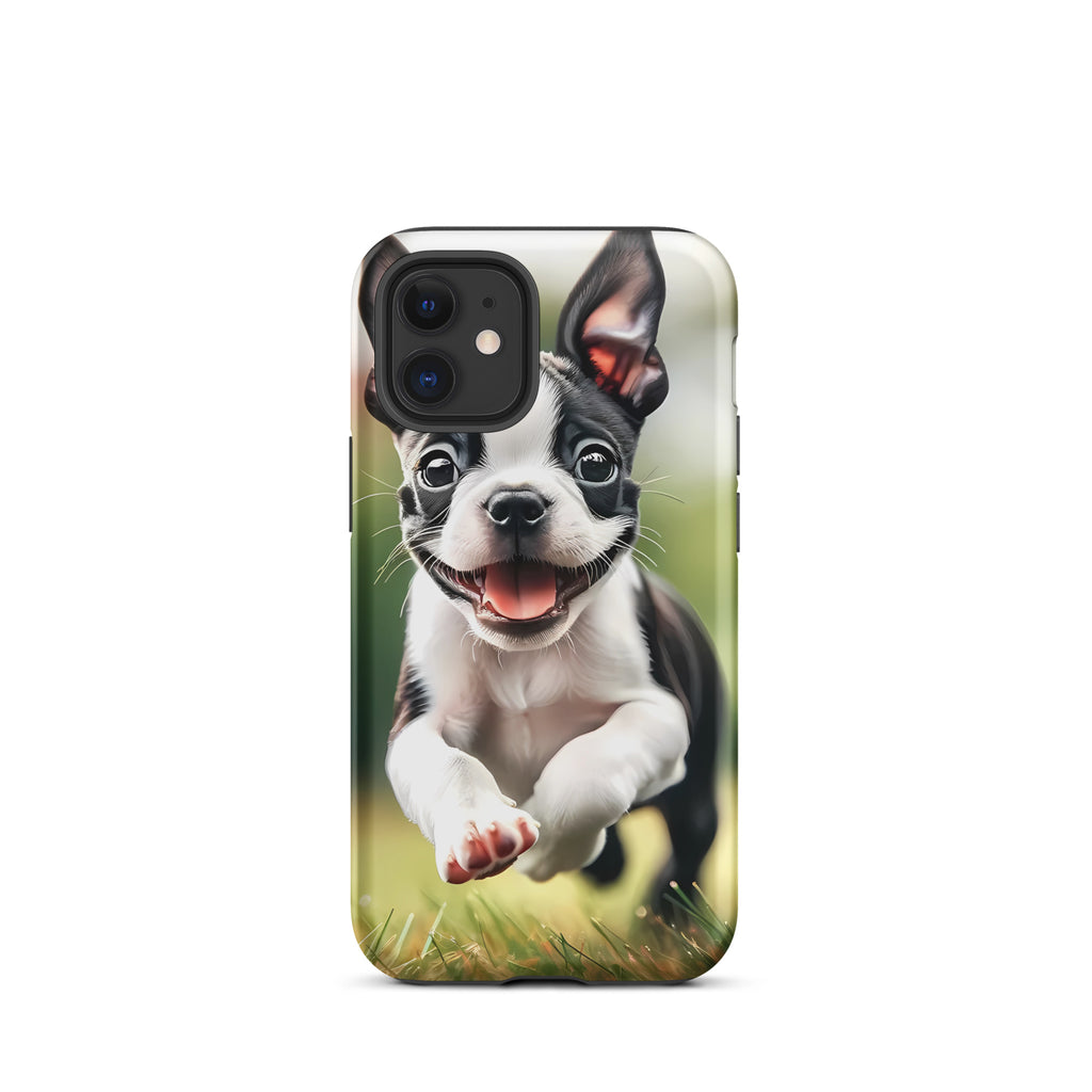 Playful Boston Terrier Puppy Tough Case for iPhone