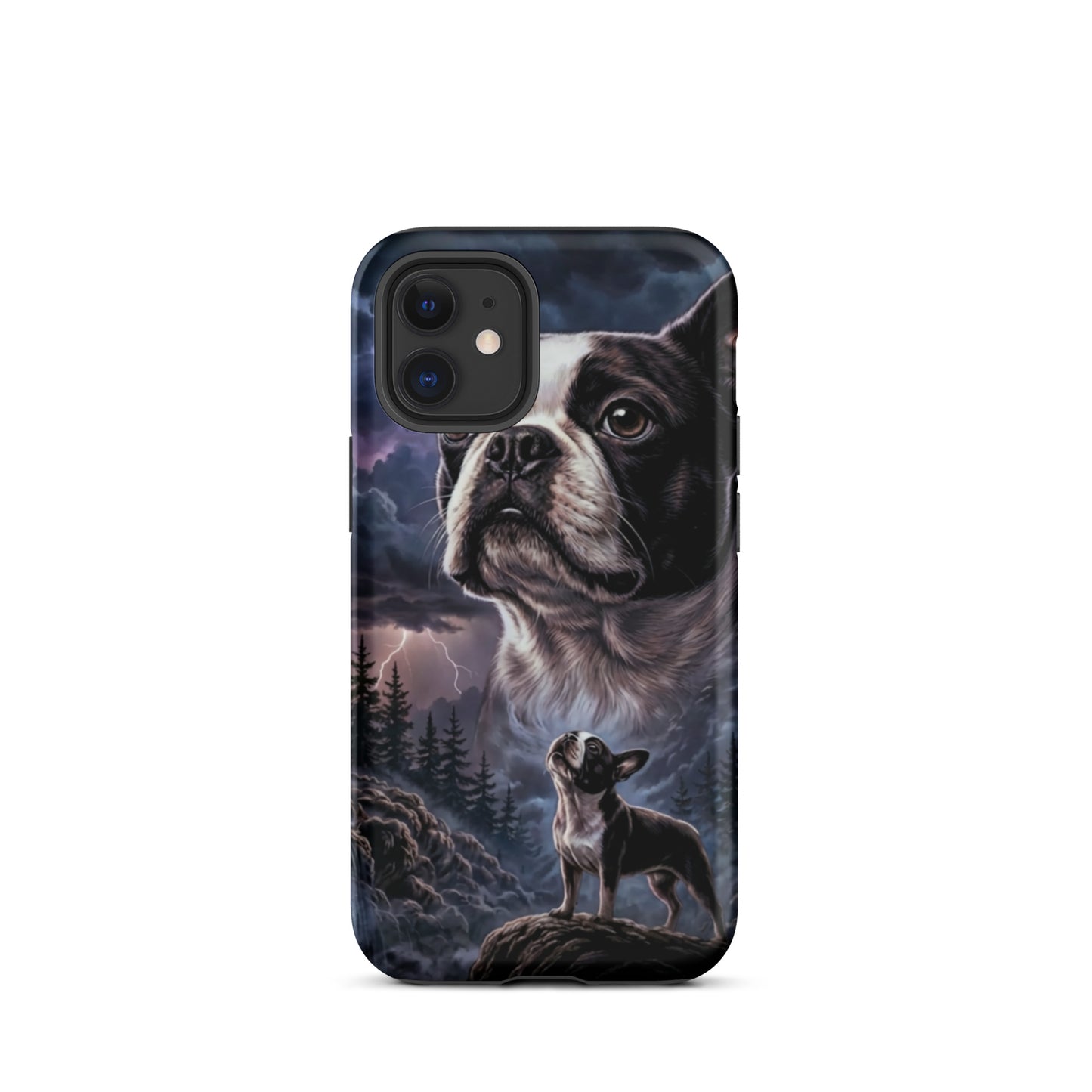 Storm Guardian – Majestic Boston Terrier Night Art Tough Case for iPhone . Matte iPhone 12 mini