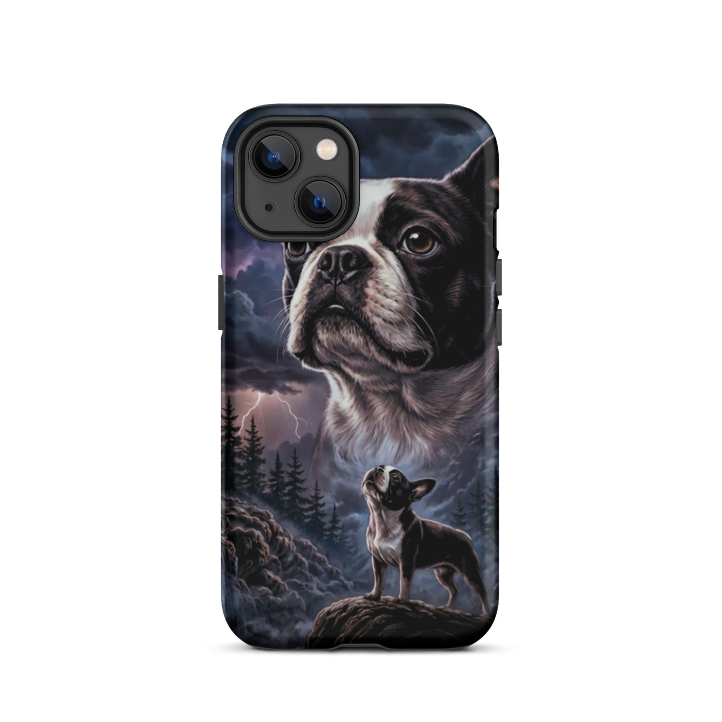 Storm Guardian – Majestic Boston Terrier Night Art Tough Case for iPhone . Matte iPhone 13