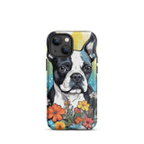Boston Terrier Surrounded By Flowers Tough Case for iPhone