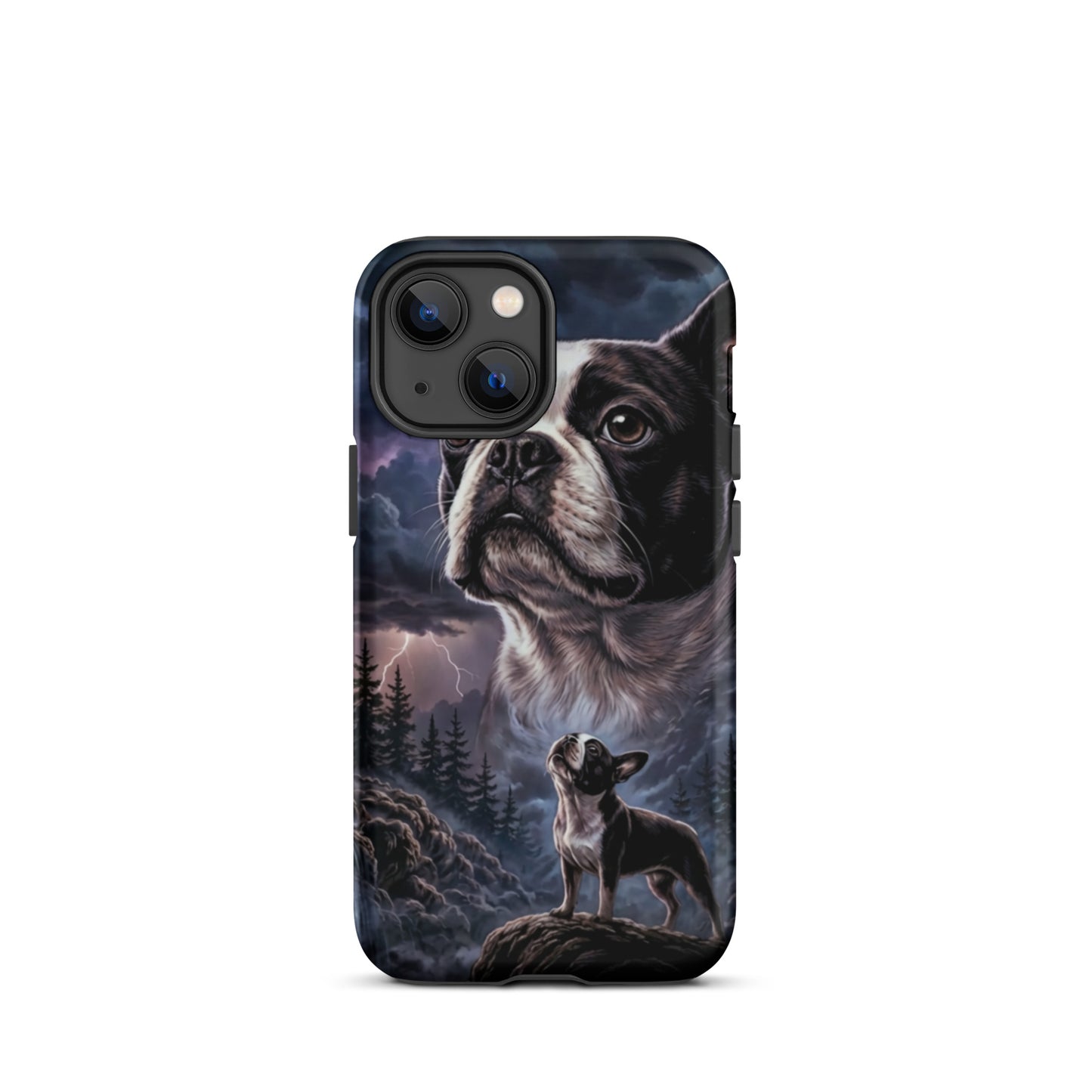 Storm Guardian – Majestic Boston Terrier Night Art Tough Case for iPhone . Matte iPhone 13 mini
