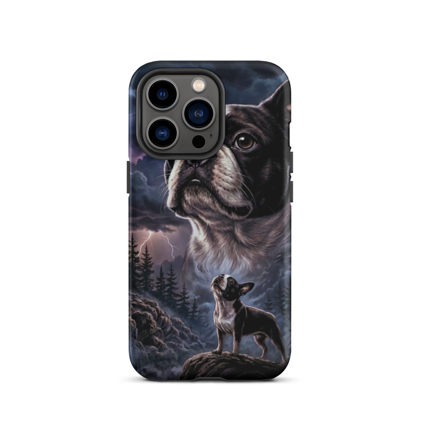 Storm Guardian – Majestic Boston Terrier Night Art Tough Case for iPhone . Matte iPhone 13 Pro