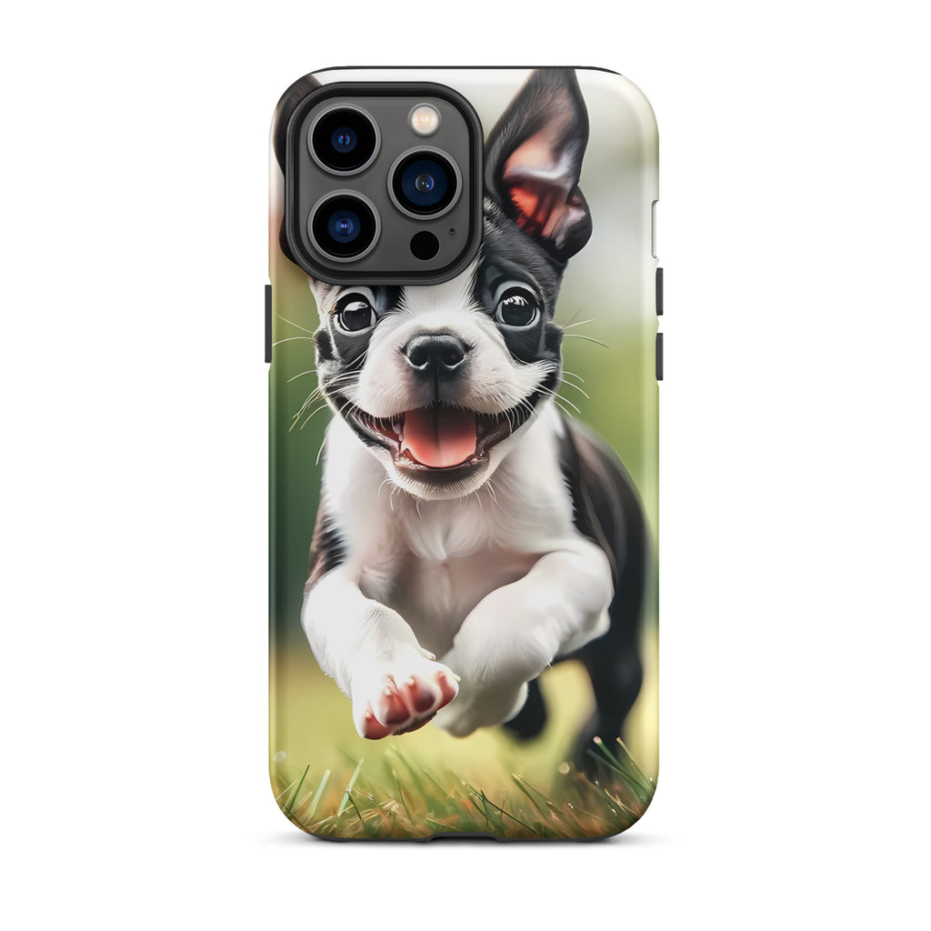 Playful Boston Terrier Puppy Tough Case for iPhone