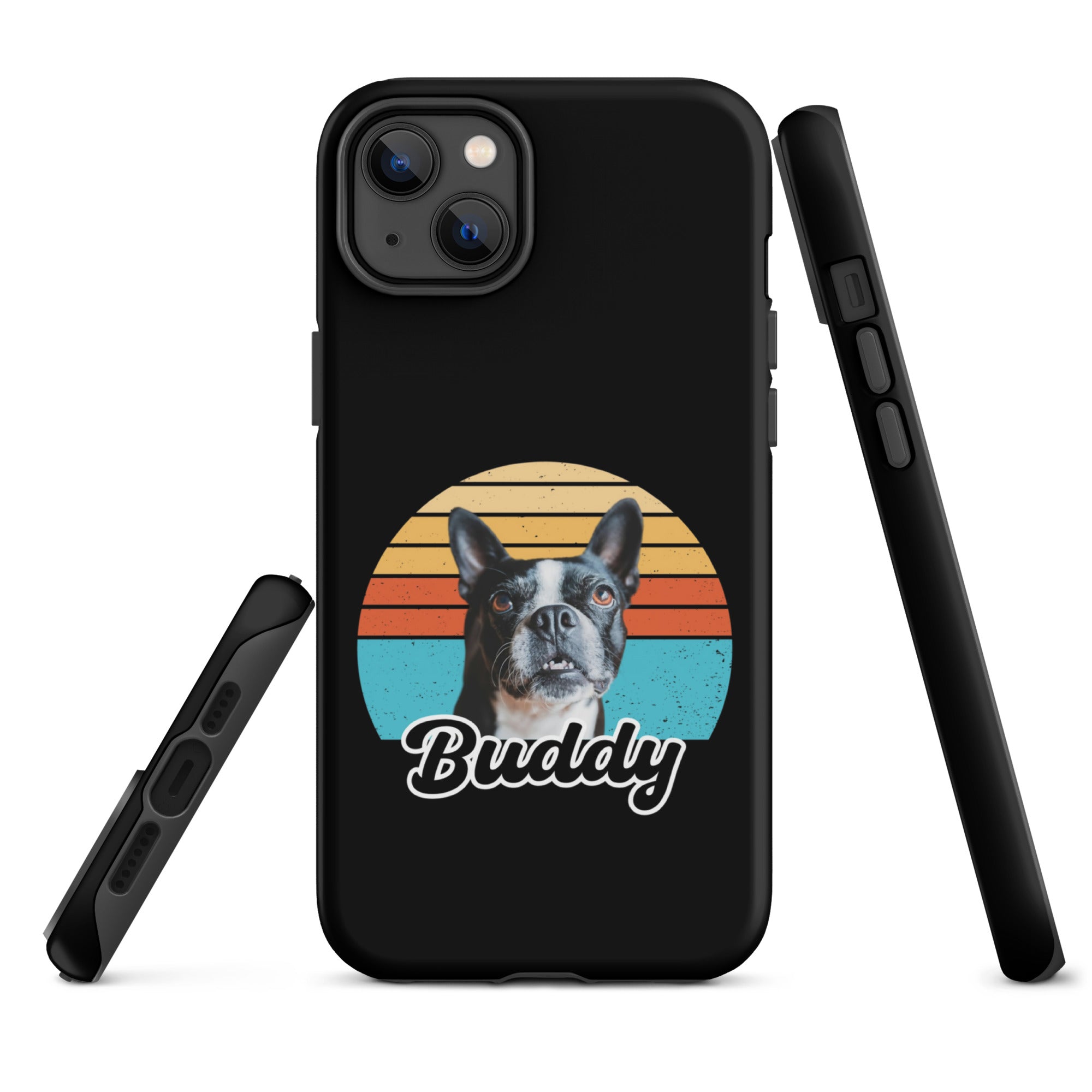 Custom Dog Sunset Vintage Retro Style Tough Case for iPhone . Matte iPhone 14 Plus