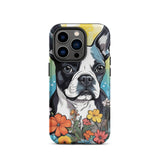 Boston Terrier Surrounded By Flowers Tough Case for iPhone