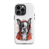 Boston Terrier in a Red Hoodie on Tough Case for iPhone