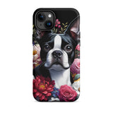 Floral Boston Terrier Dog Tough Case for iPhone