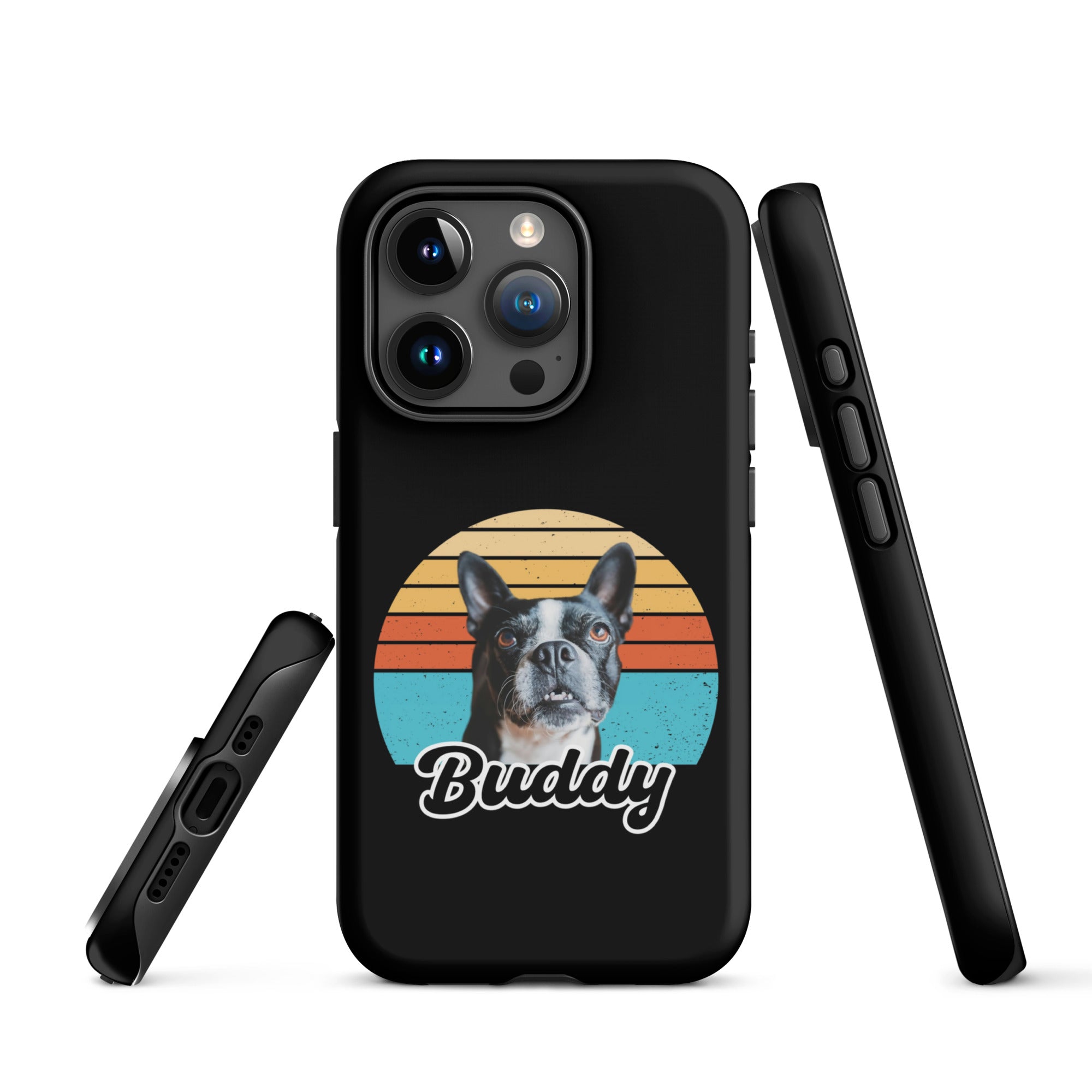 Custom Dog Sunset Vintage Retro Style Tough Case for iPhone . Matte iPhone 15 Pro