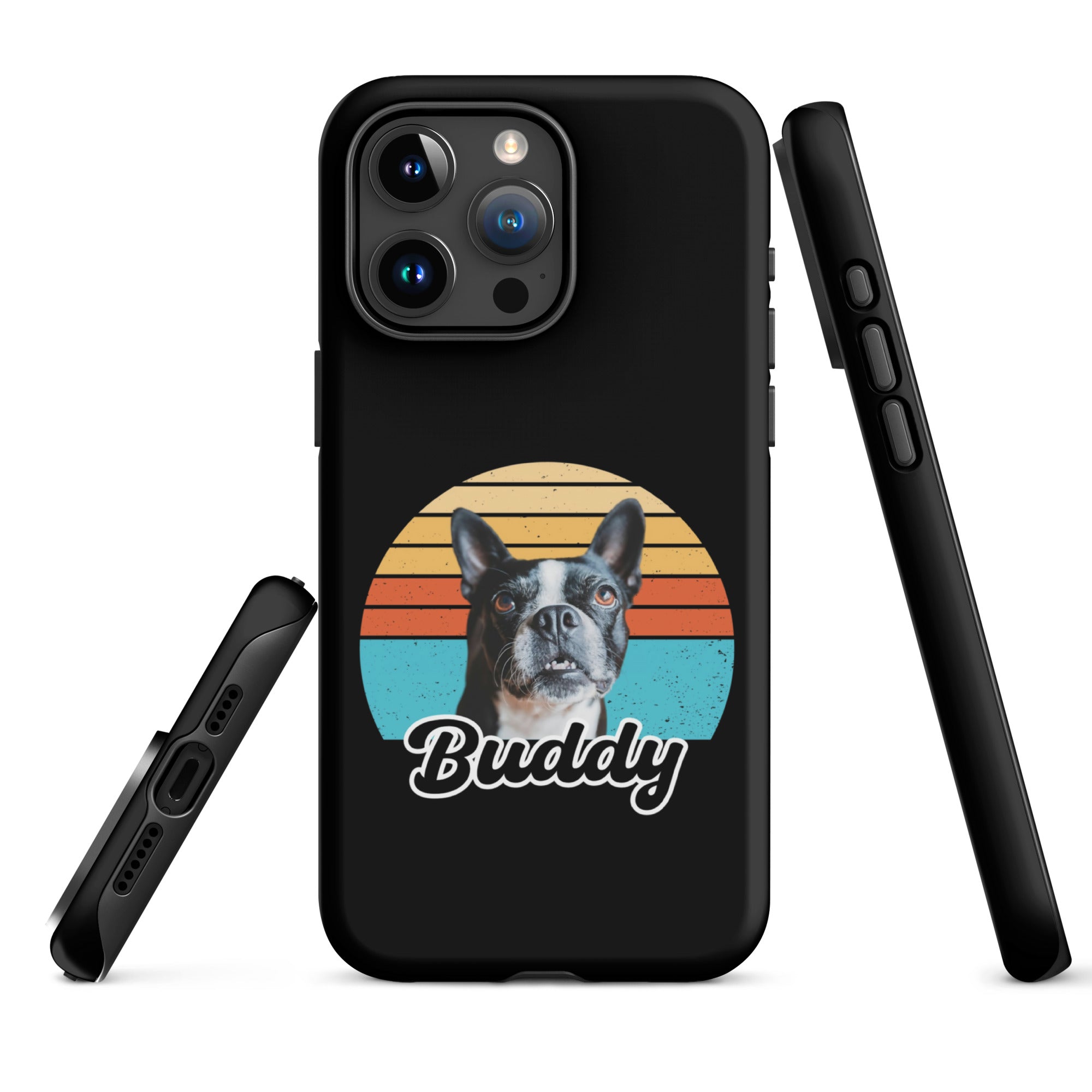 Custom Dog Sunset Vintage Retro Style Tough Case for iPhone . Matte iPhone 15 Pro Max