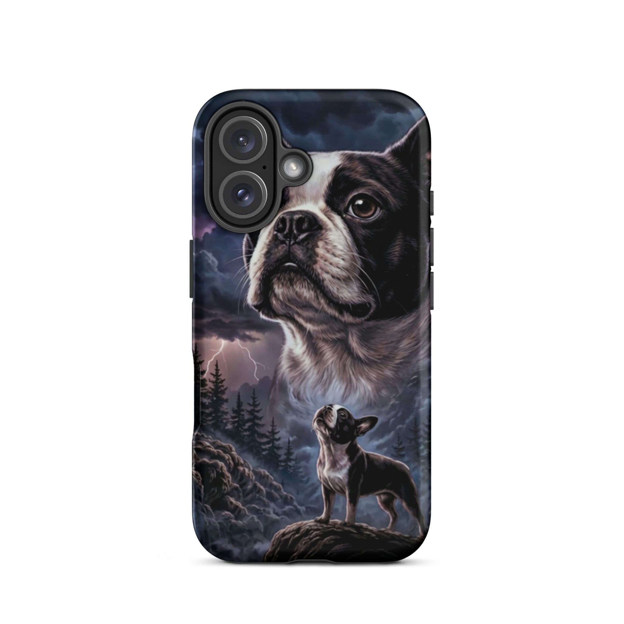 Storm Guardian – Majestic Boston Terrier Night Art Tough Case for iPhone . Matte iPhone 16