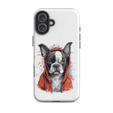 Boston Terrier in a Red Hoodie on Tough Case for iPhone