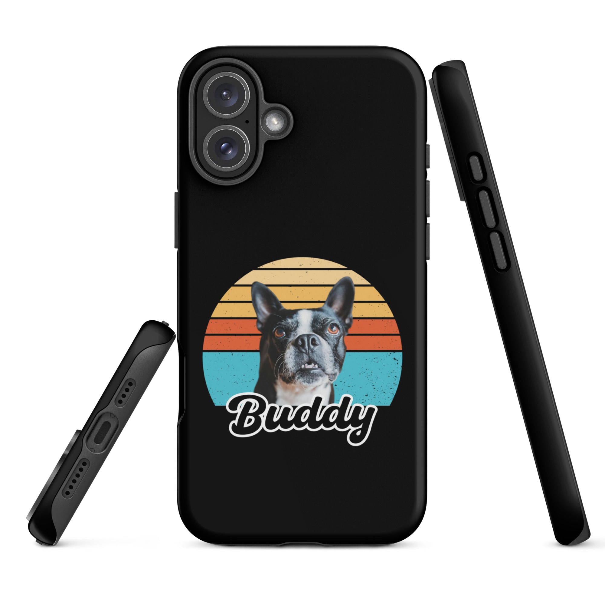 Custom Dog Sunset Vintage Retro Style Tough Case for iPhone . Matte iPhone 16 Plus