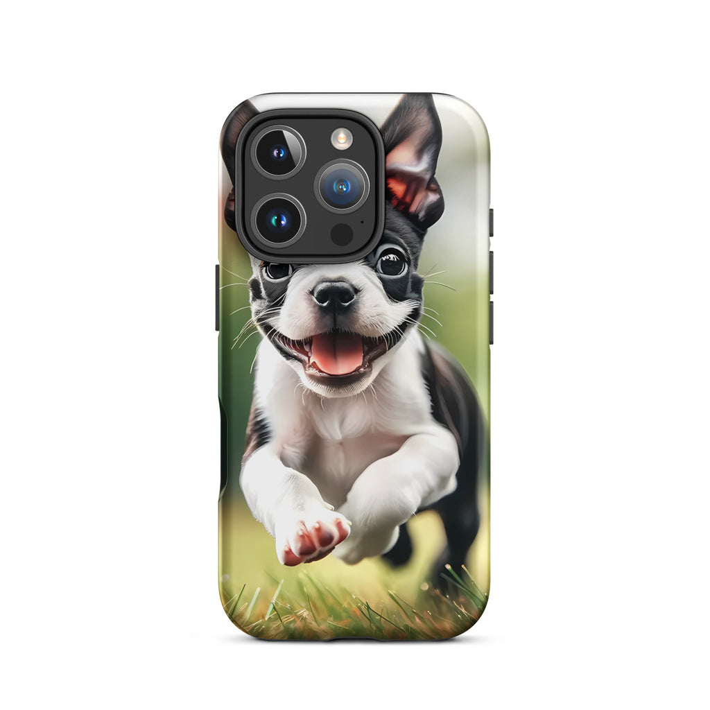 Playful Boston Terrier Puppy Tough Case for iPhone