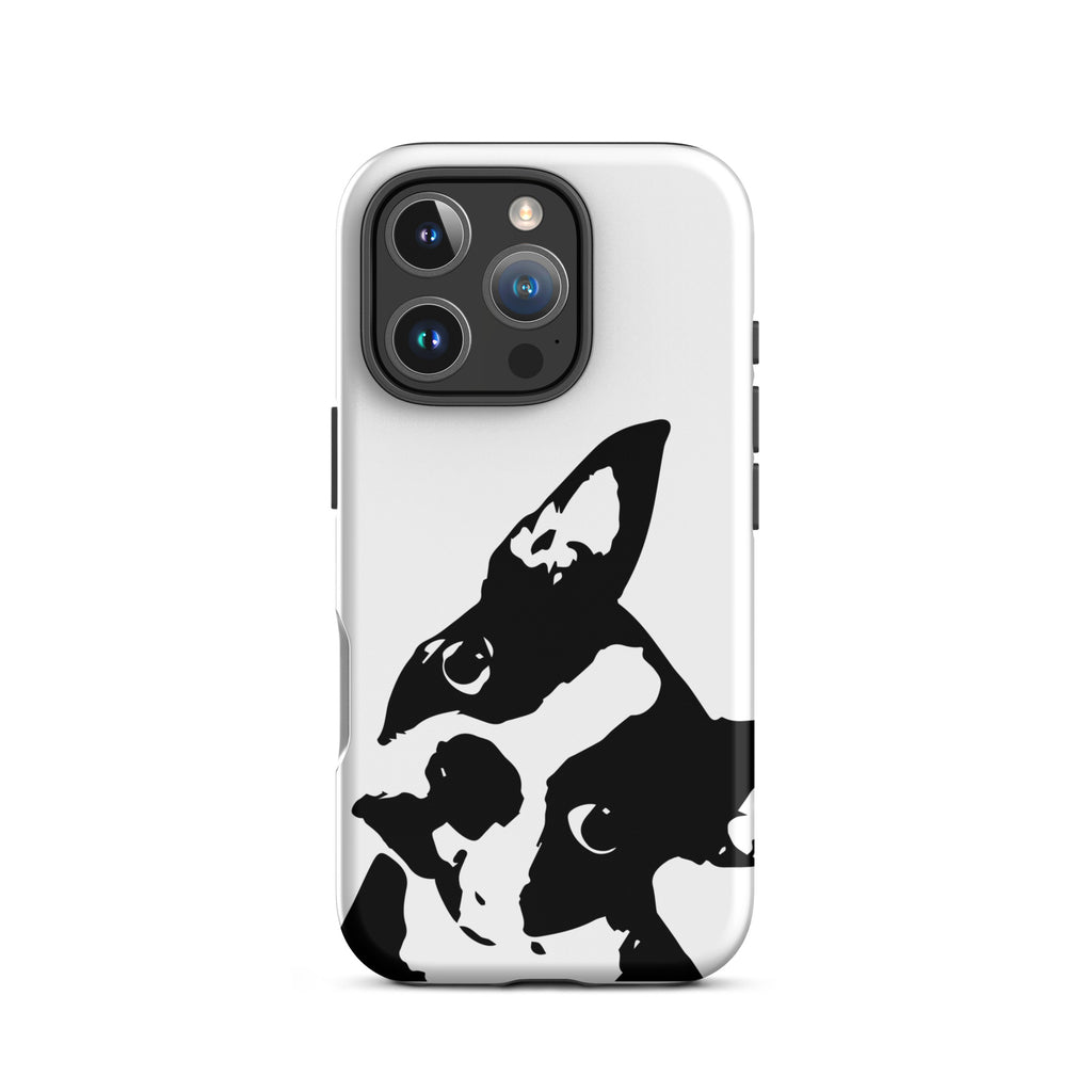 Boston Terrier Head Tilt Tough iPhone case - White