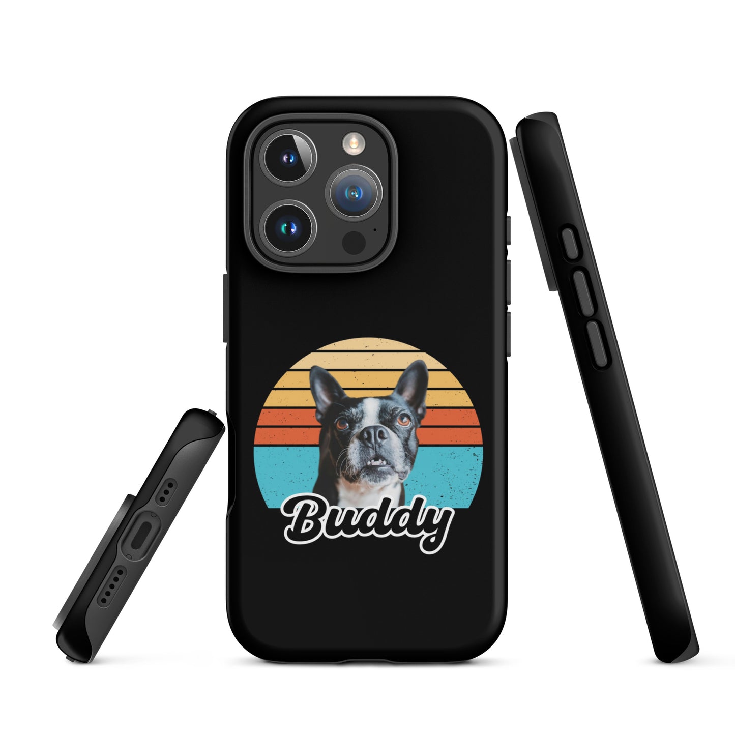 Custom Dog Sunset Vintage Retro Style Tough Case for iPhone . Matte iPhone 16 Pro