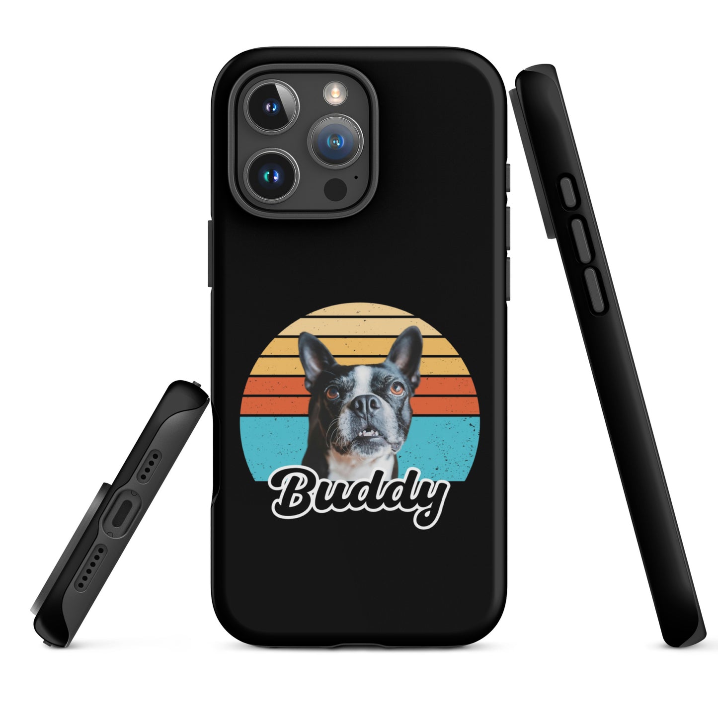 Custom Dog Sunset Vintage Retro Style Tough Case for iPhone . Matte iPhone 16 Pro Max