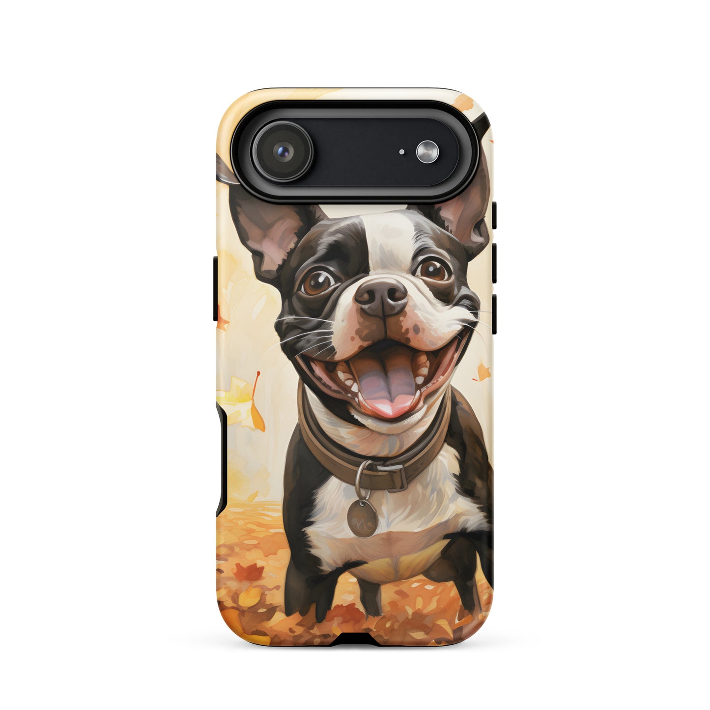 Cheerful Boston Terrier Dog Exploring A Park Watercolor Tough Case for iPhone . Matte iPhone 17 Air