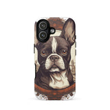 Vintage-Inspired Red Brown Boston Terrier Tough Case for iPhone . Matte iPhone 17