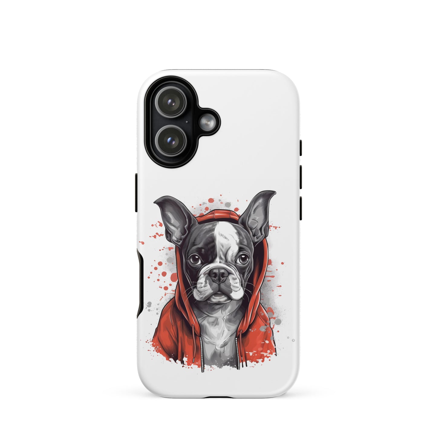 Boston Terrier in a Red Hoodie on Tough Case for iPhone . Matte iPhone 17