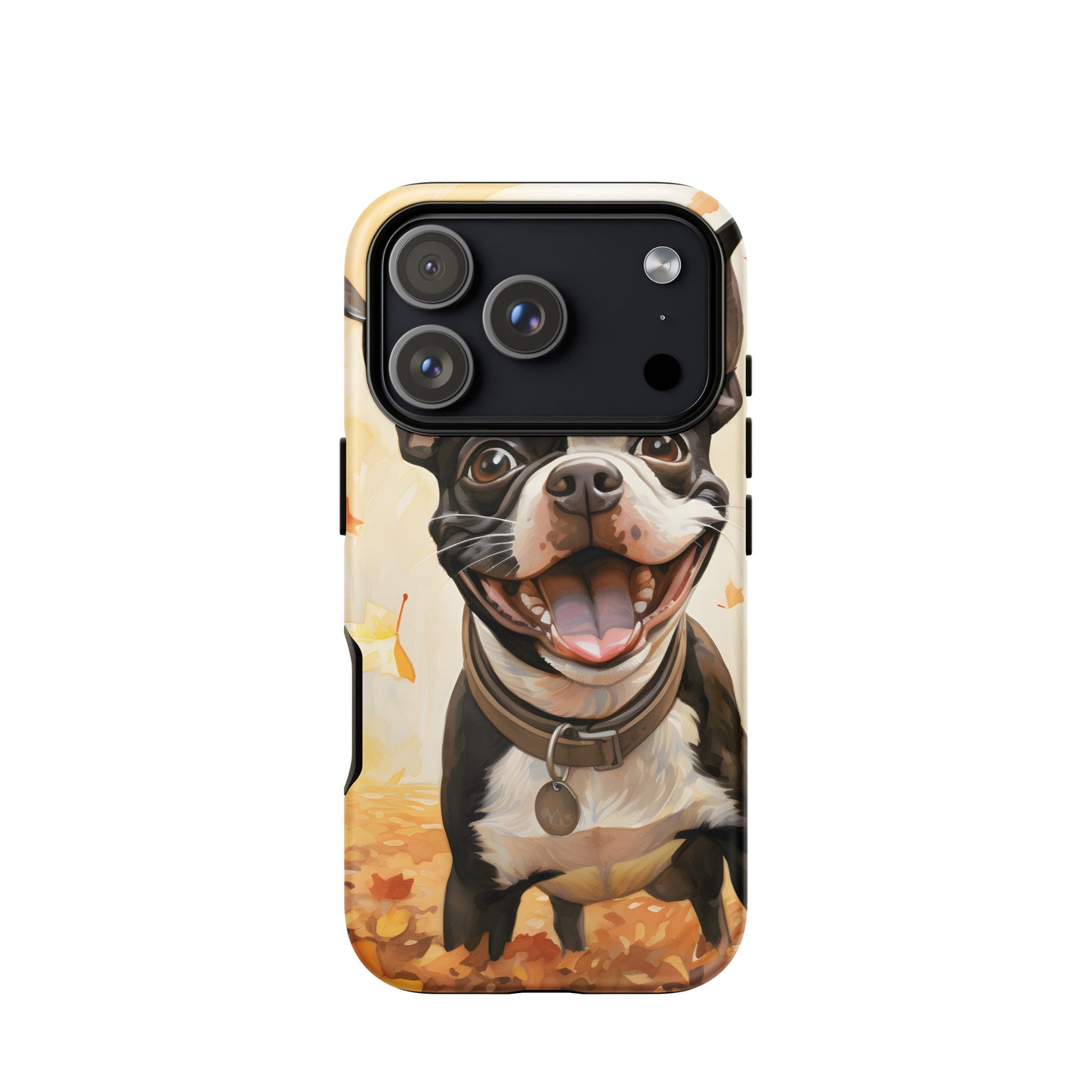 Cheerful Boston Terrier Dog Exploring A Park Watercolor Tough Case for iPhone . Matte iPhone 17 Pro