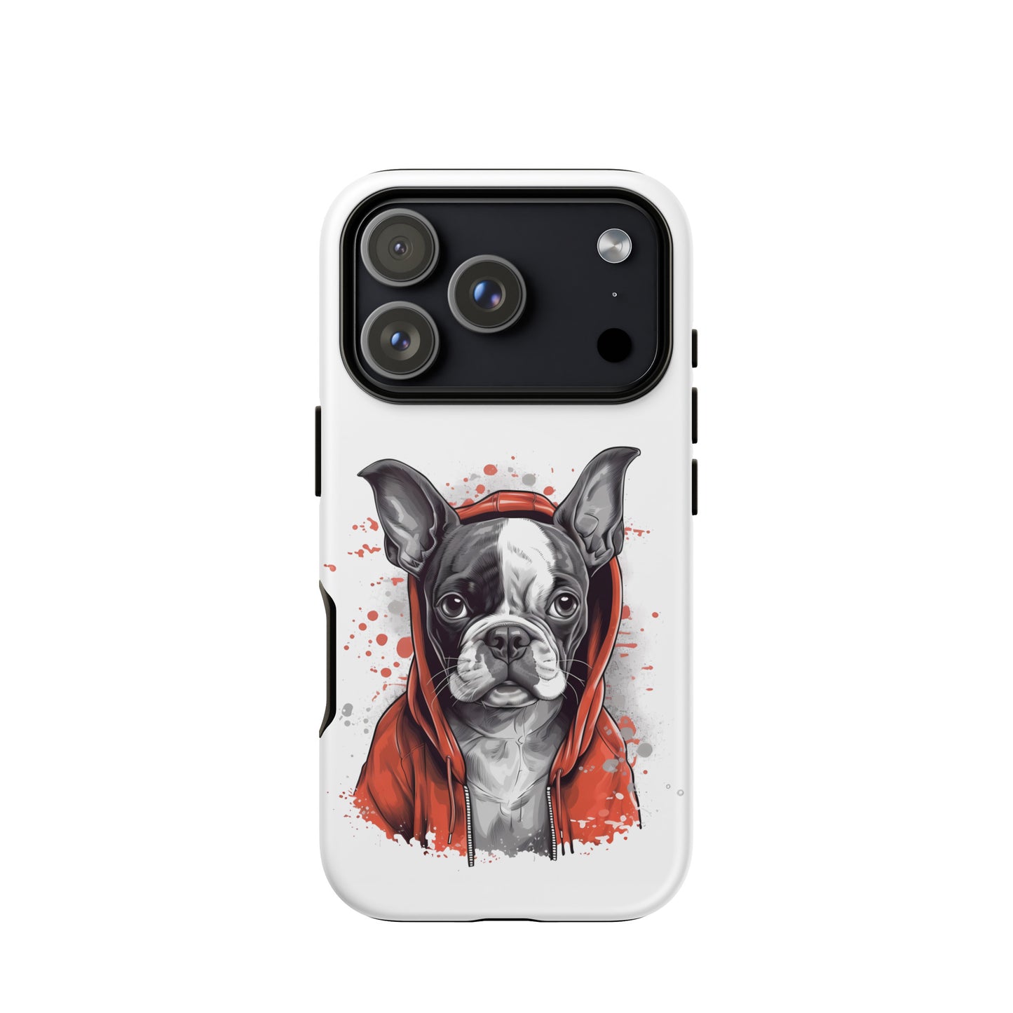 Boston Terrier in a Red Hoodie on Tough Case for iPhone . Matte iPhone 17 Pro
