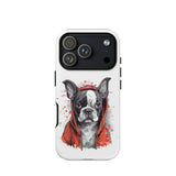 Boston Terrier in a Red Hoodie on Tough Case for iPhone . Matte iPhone 17 Pro